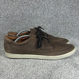 Ecco Men's Brown Leather Sneakers Casual Lace Up Size 46